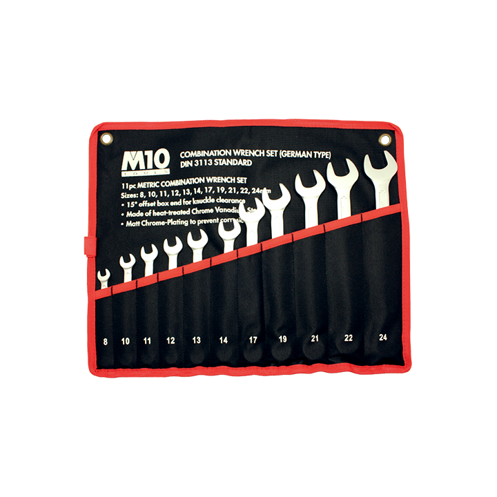M10 Combination Wrench Set 14pc 8mm - 24mm