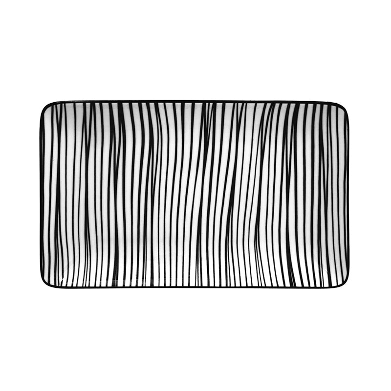 TDS Nippon Black Plate Rectangle 21x13.5cm Lines 15995