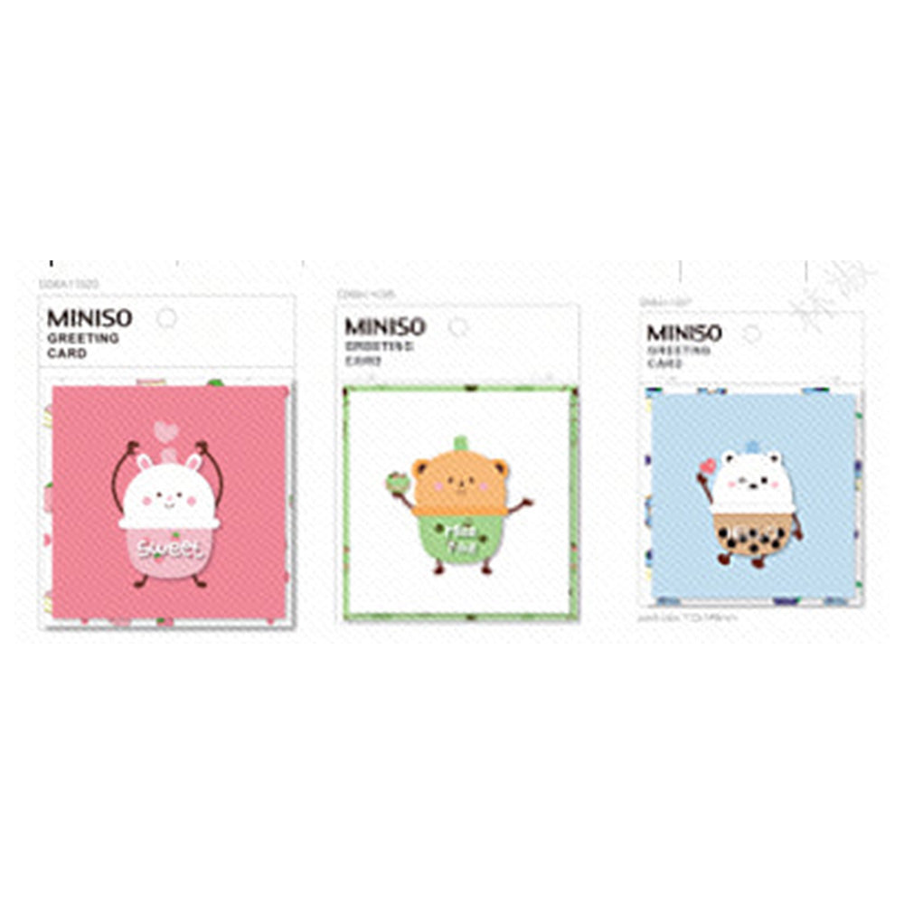Miniso Milk Tea Series Greeting Card With Envelope (3 Assorted Designs) 2011558210108