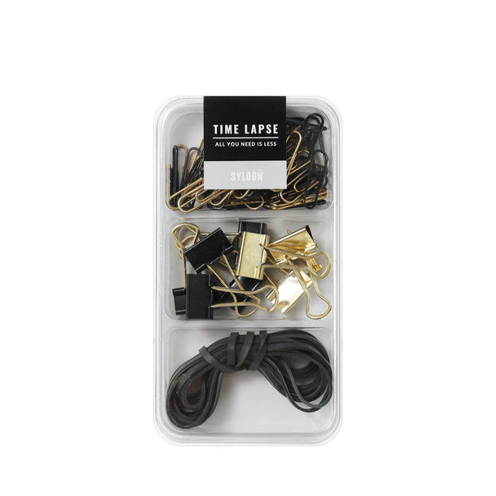 Miniso Stationery Set (Model B, Paper Clips, Binder Clips, Rubber Bands)