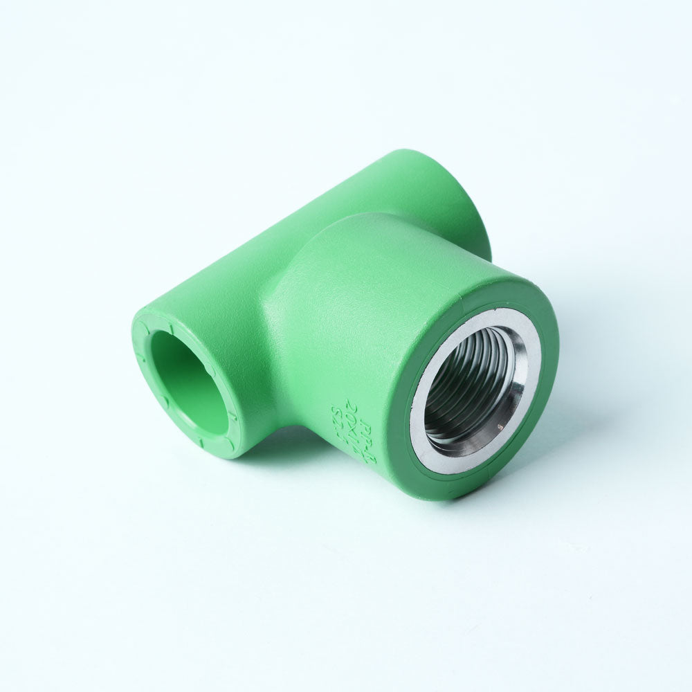 Lesso Female Brass Thread Tee, Green Color, 20mm x 1/2"