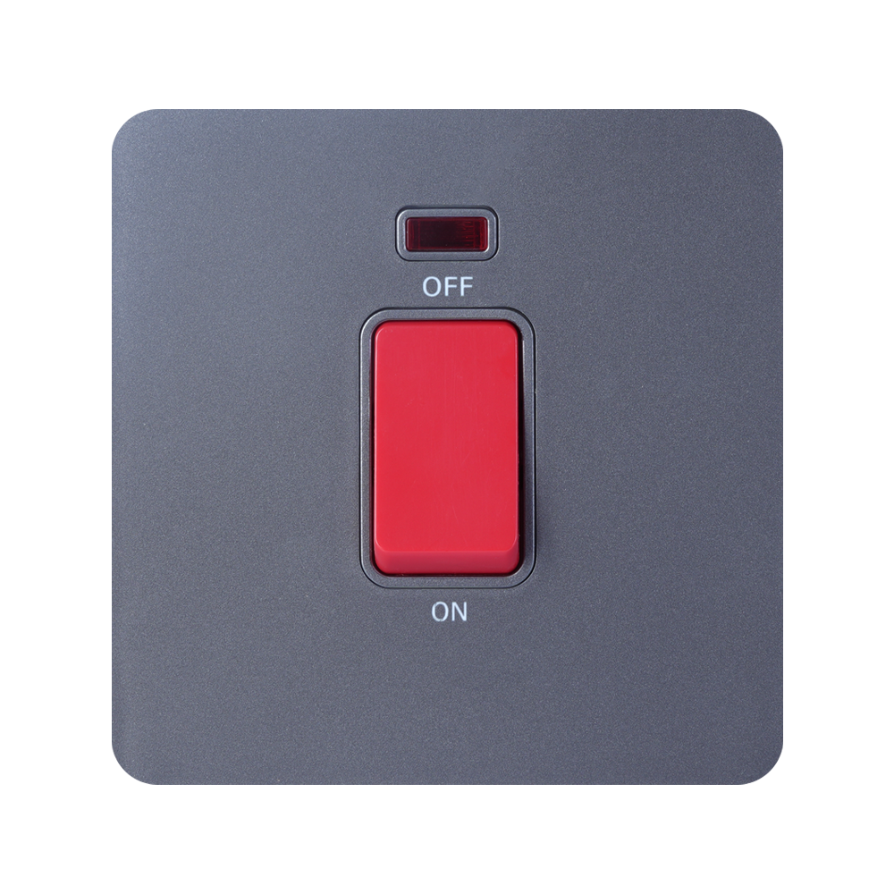 Trilif 1 Gang 45A DP Switch With Indicator Grey