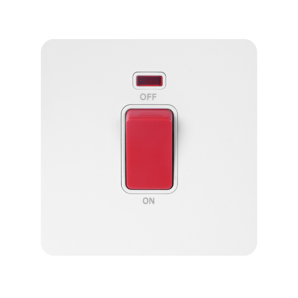 Trilif 1 Gang 45A DP Switch With Indicator White