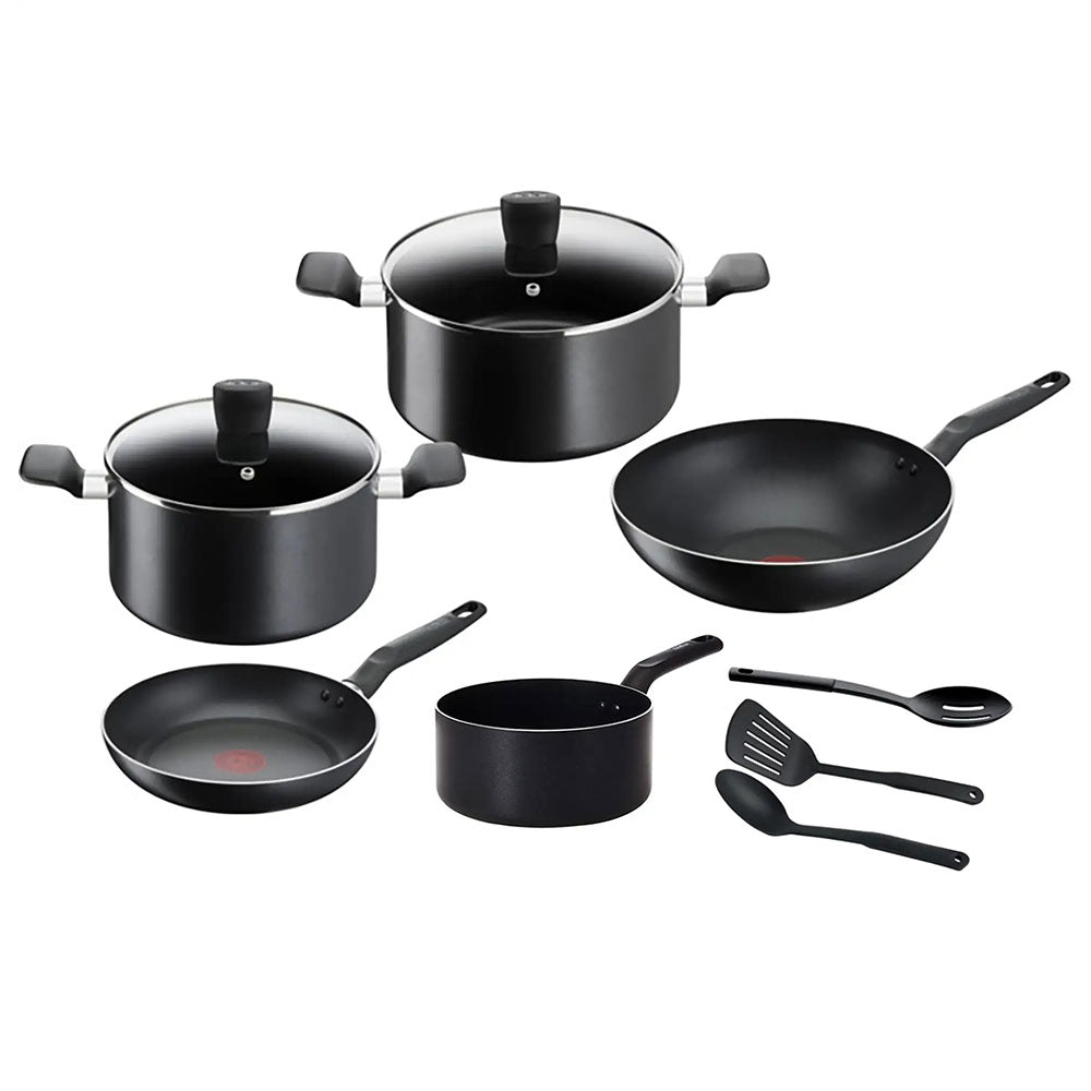 Tefal Super Cook 10pc Set Black
