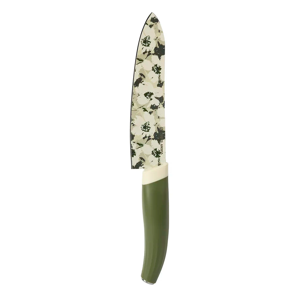 Teens santoku knife with pattern olive green KF071A-A2-S