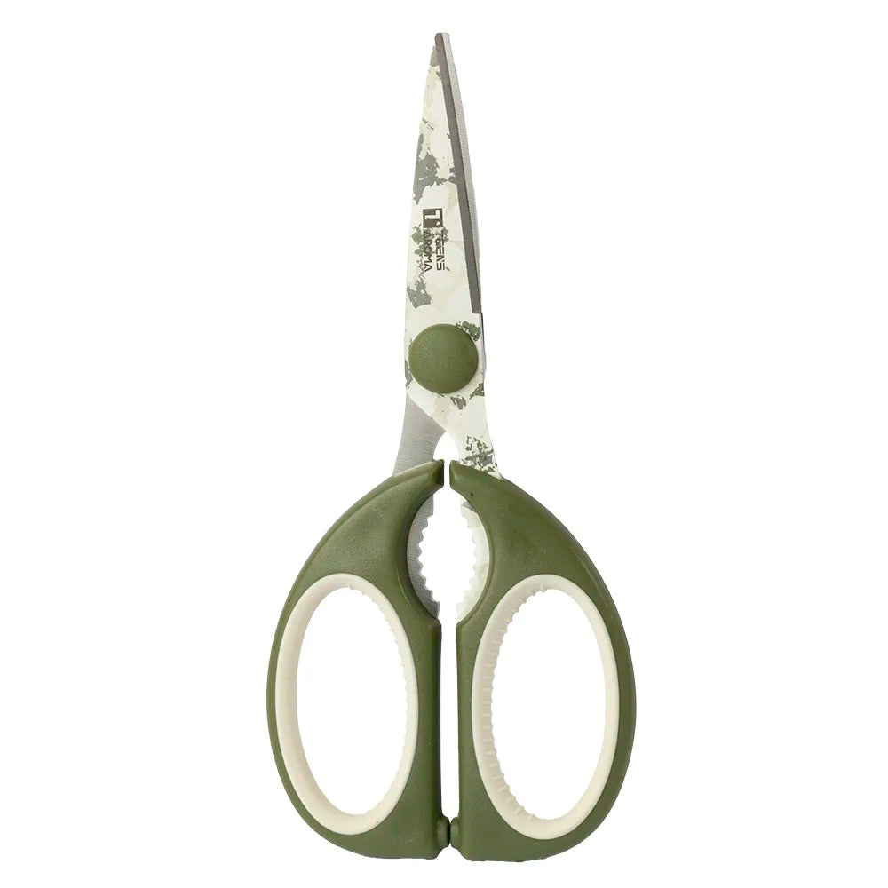 Teens kitchen scissor with pattern olive green KS043A