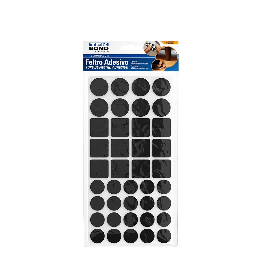 Tekbond Felt Pad Kit Mixed BLACK 40PC