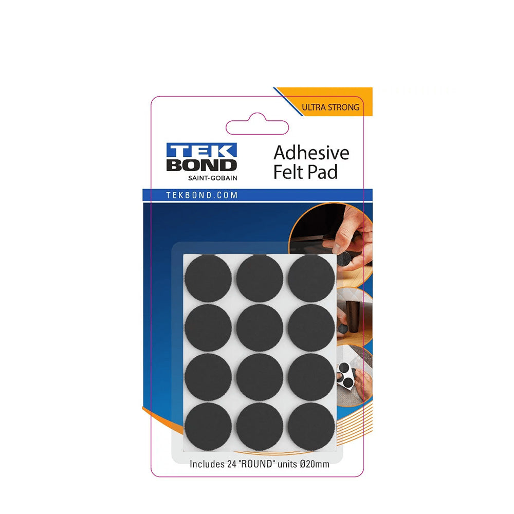 Tekbond Felt Pad Round 20mm BLACK 24PC