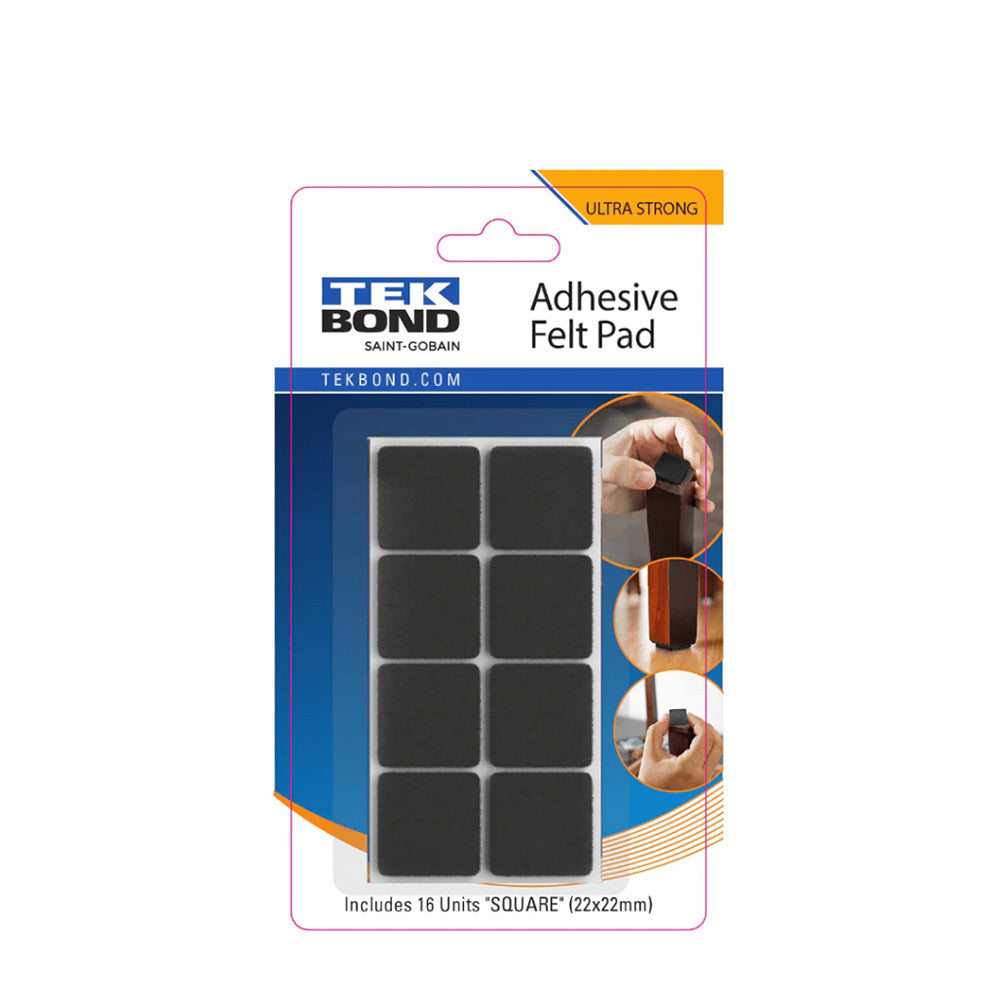 Tekbond Felt Pad Square 22mm BLACK 16PC