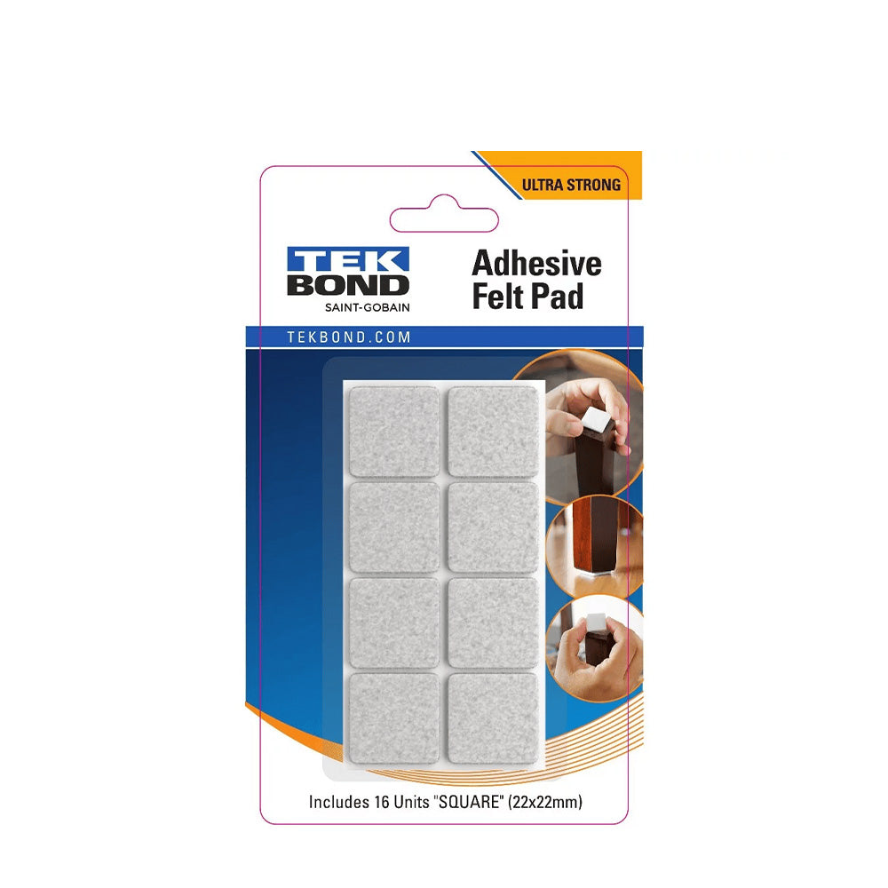 Tekbond Felt Pad Square 22mm WHITE 16PC