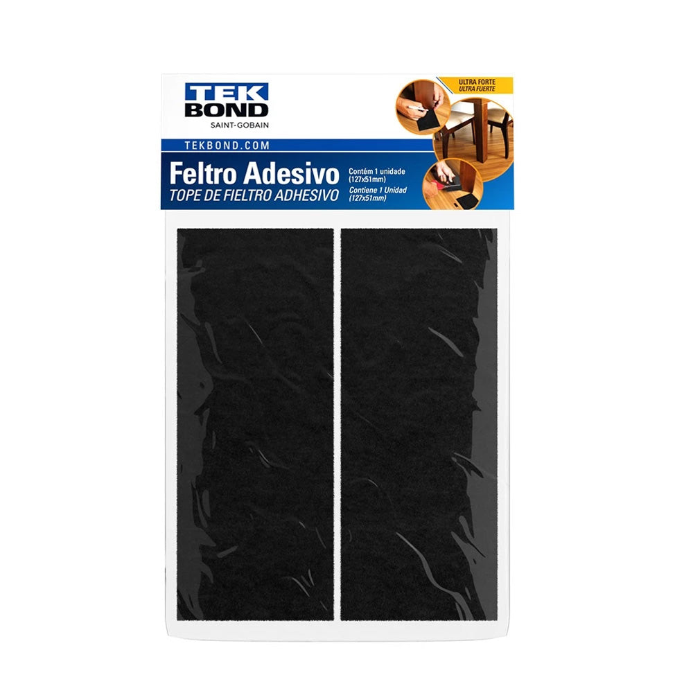 TEKBOND Felt Pad Rect 127x51mm BLACK 2PC