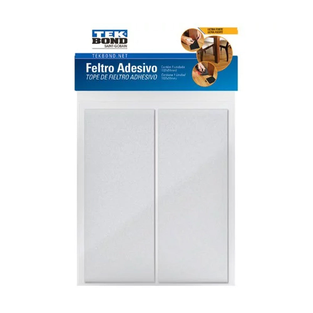TEKBOND Felt Pad Rect 127x51mm WHITE 2PC