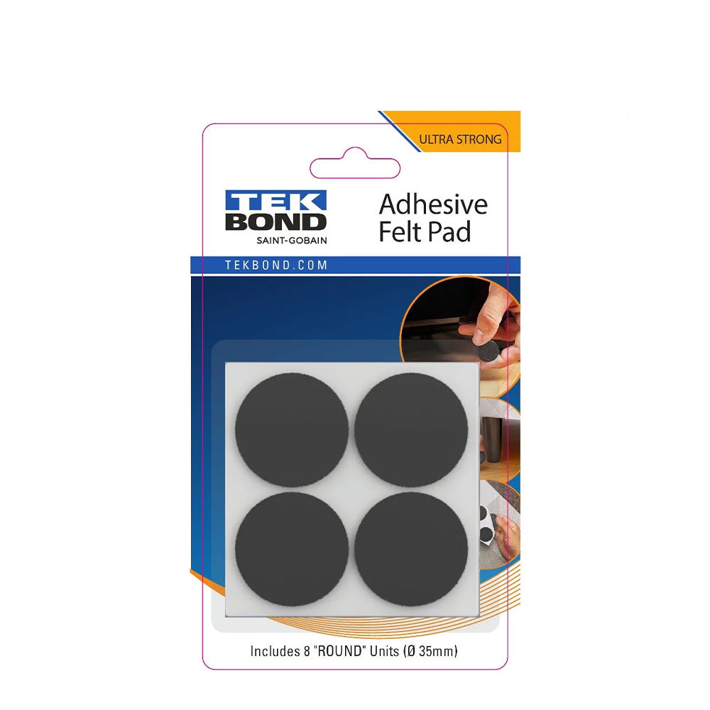 TEKBOND Felt Pad Round 35mm BLACK 8PC