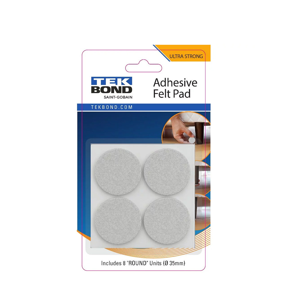 TEKBOND Felt Pad Round 35mm WHITE 8PC