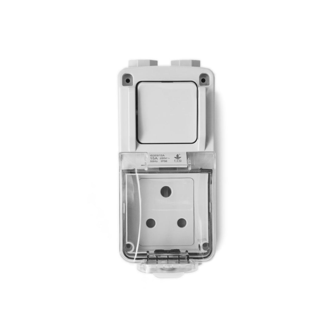 Waterproof Single Pole Socket With Isolator Switch Surface Type 15a
