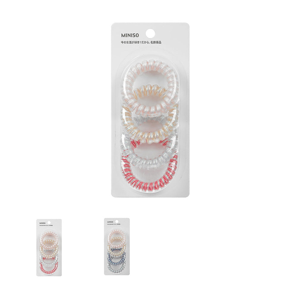 Miniso 5.0 Colored Spiral Hair Ties (4pcs) 2009806710104