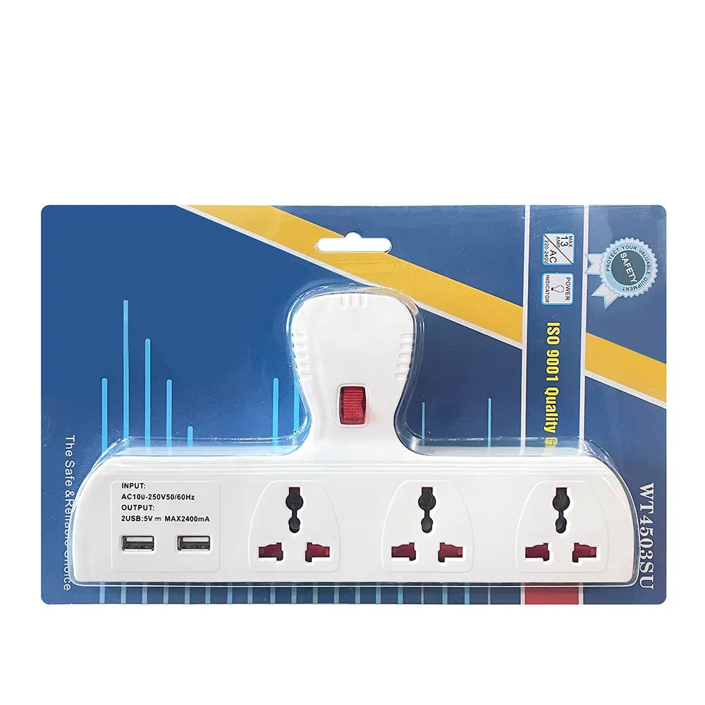 Universal sockets 3-way 13A 2USB port, WT3313SU