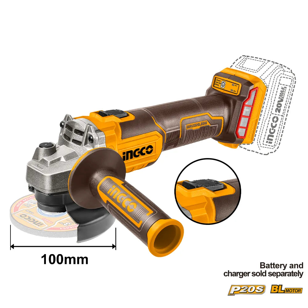 INGCO cordless angle grinder CAGLI201008