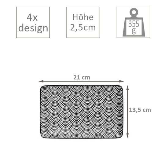 TDS Nippon Black Plate Rect 21x13.5cm Dot 15990