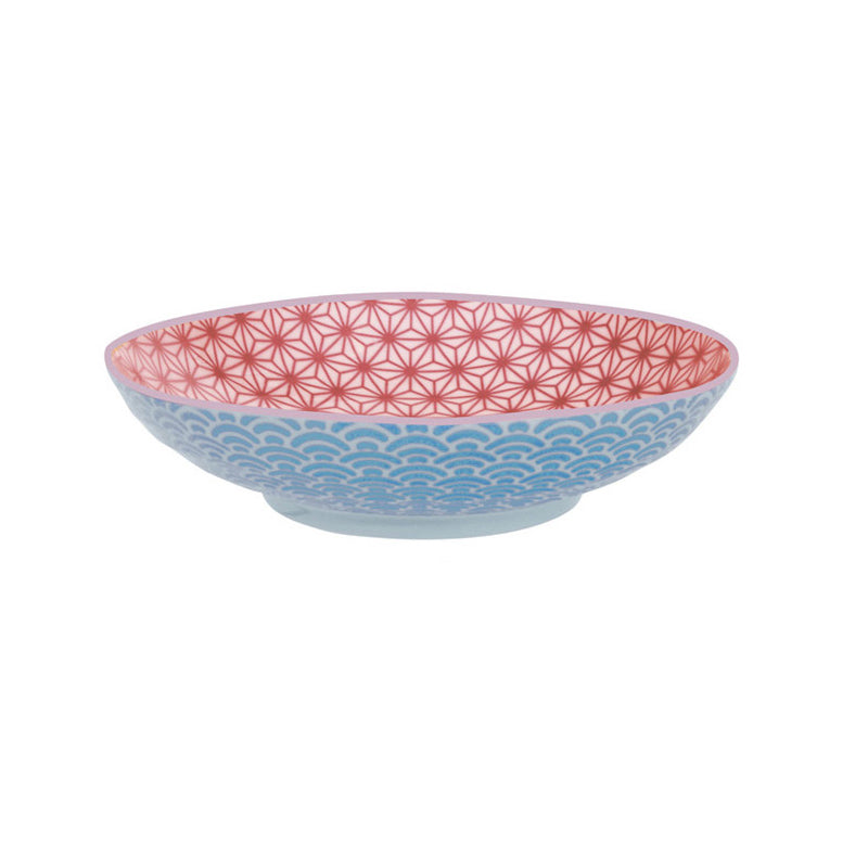 TDS Star/Wave Pasta Plate 21x5.2cm Red/Purple Rim 17975