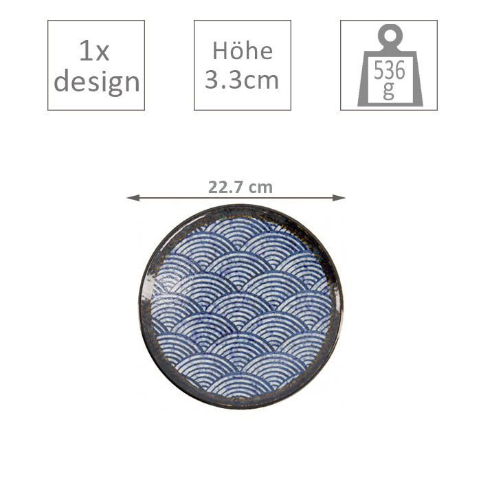 TDS Aisai Seigaiha Plate 22.7x3.1cm 18567