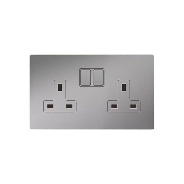 Trilif 2 Gang 13a Switched Socket Grey