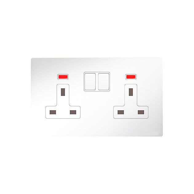 Trilif 2 Gang 13a Switched Socket With Indicators - White