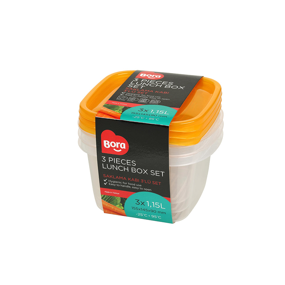 Bora Plastic Lunch Box Set 3 x 1.15L 532