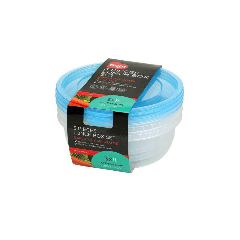 Bora Plastic Lunch Box Set 3 x 1L 551