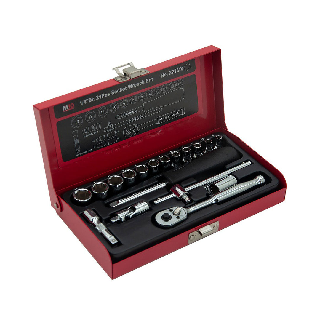 M10 1/4'' Dr Socket Set 221mx 21pcs