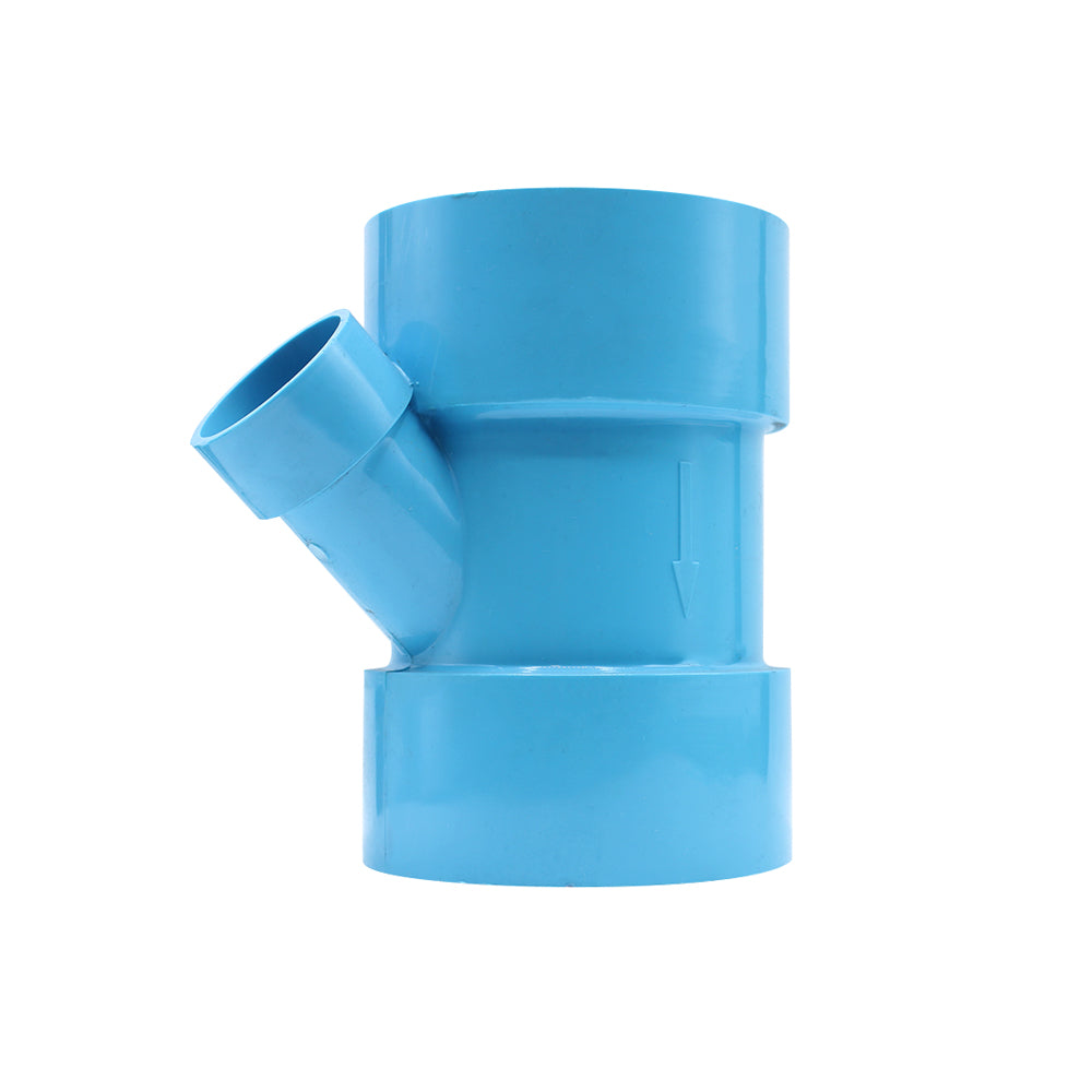 PVC 45 Degree Reducing Y Tee 45 (Y) 3" x 1½" Blue