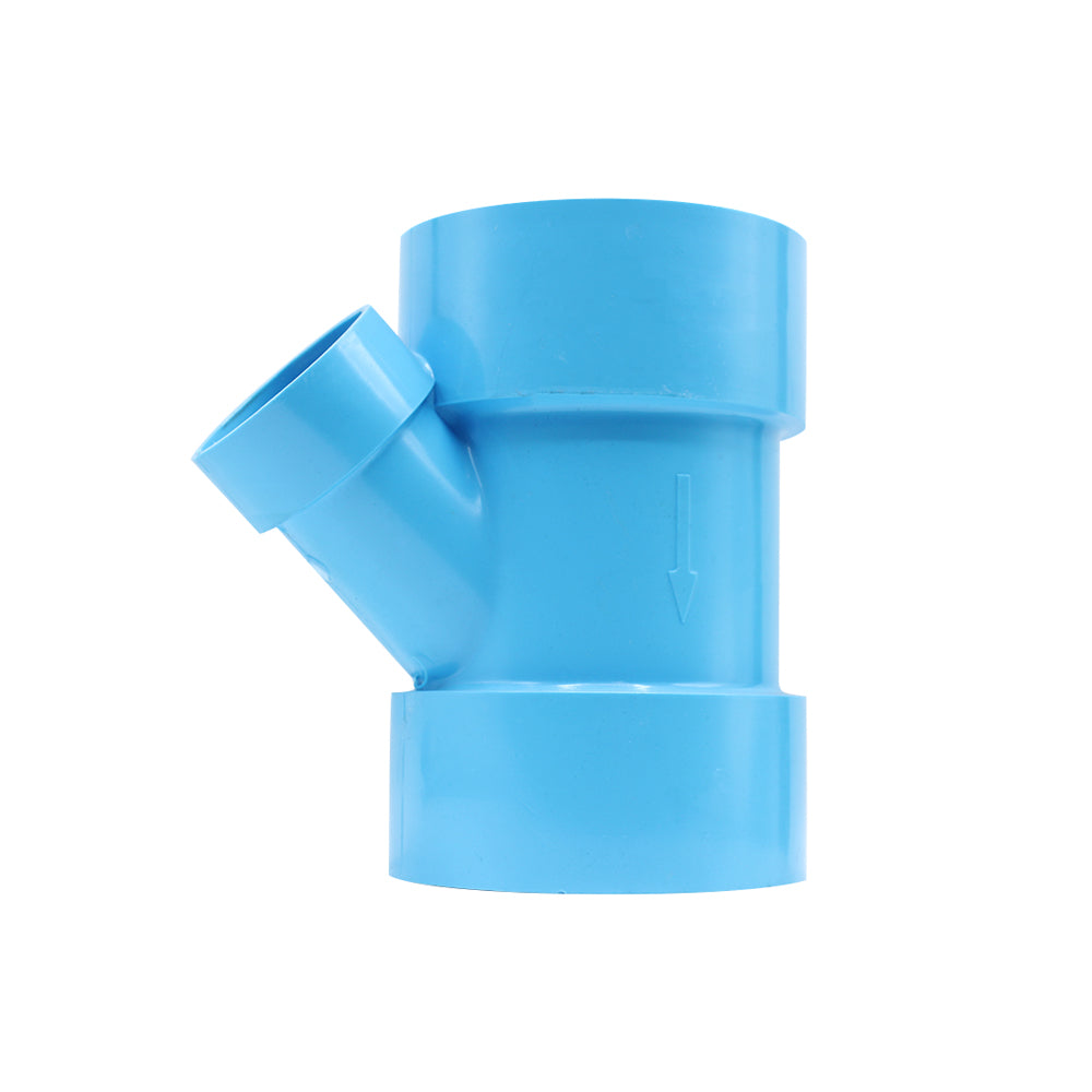 PVC 45 Degree Reducing Y Tee 45 (Y) 3" x 2" Blue