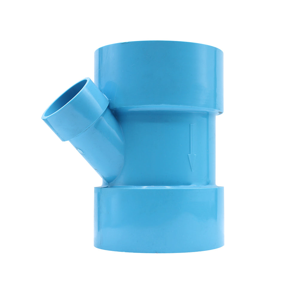 PVC 45 Degree Reducing Y Tee 45 (Y) 4" x 2½" Blue