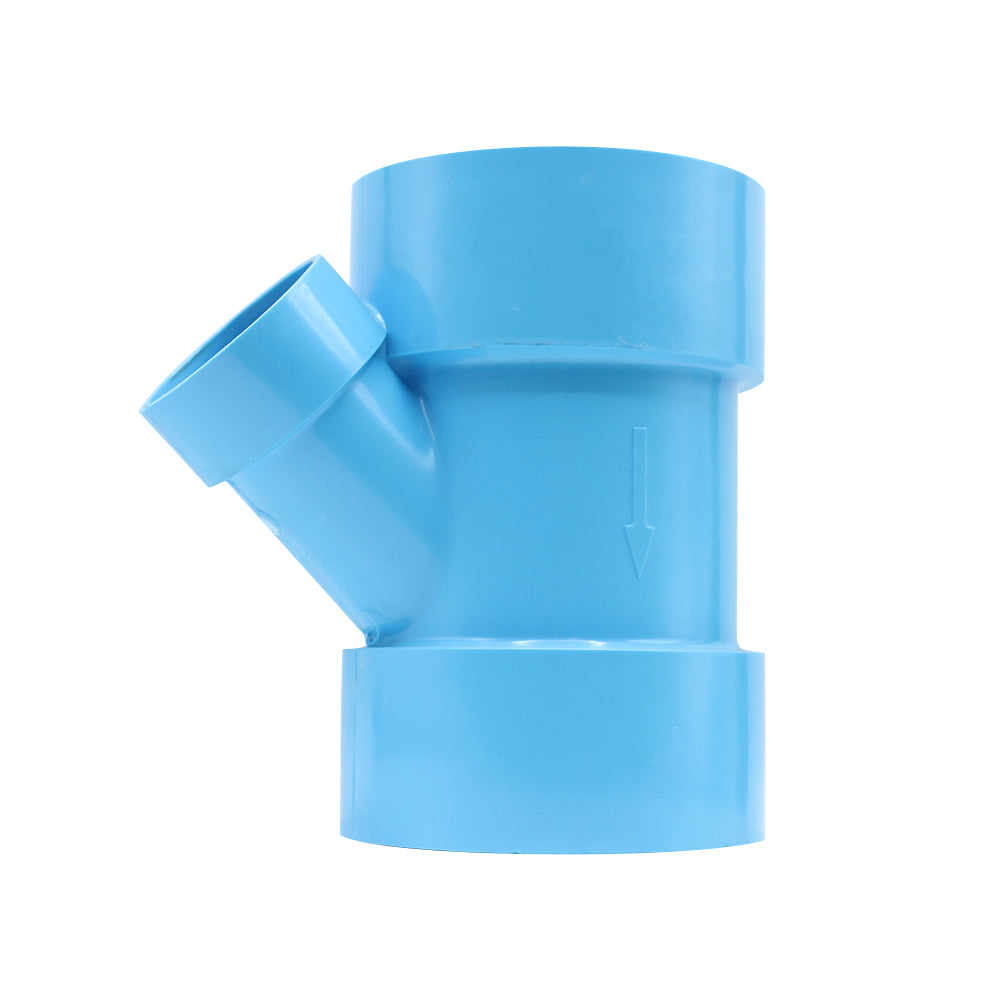 PVC 45 Degree Reducing Y Tee 45 (Y) 4" x 3" Blue