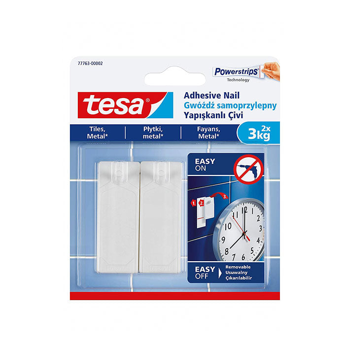 Tesa Powerstrip Adhesive Nail For Tiles/Smooth Surfaces Blis