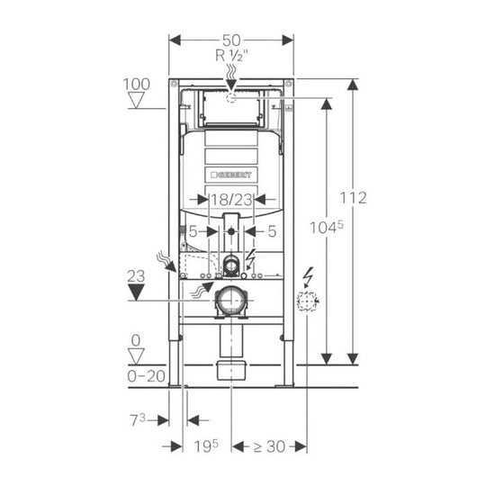 Geberit Duofix frame for wall-hung WC with Sigma cistern UP320