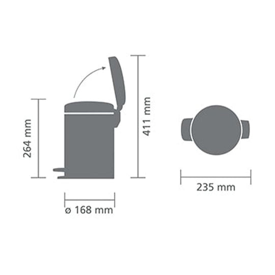 Brabantia Pedal Bin Newlcon White 3L