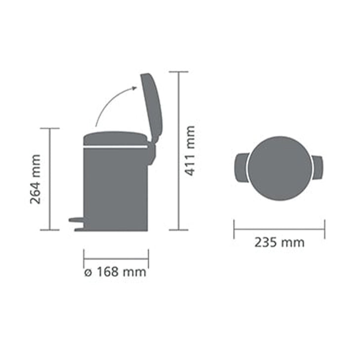 Brabantia Pedal Bin Newlcon White 3L