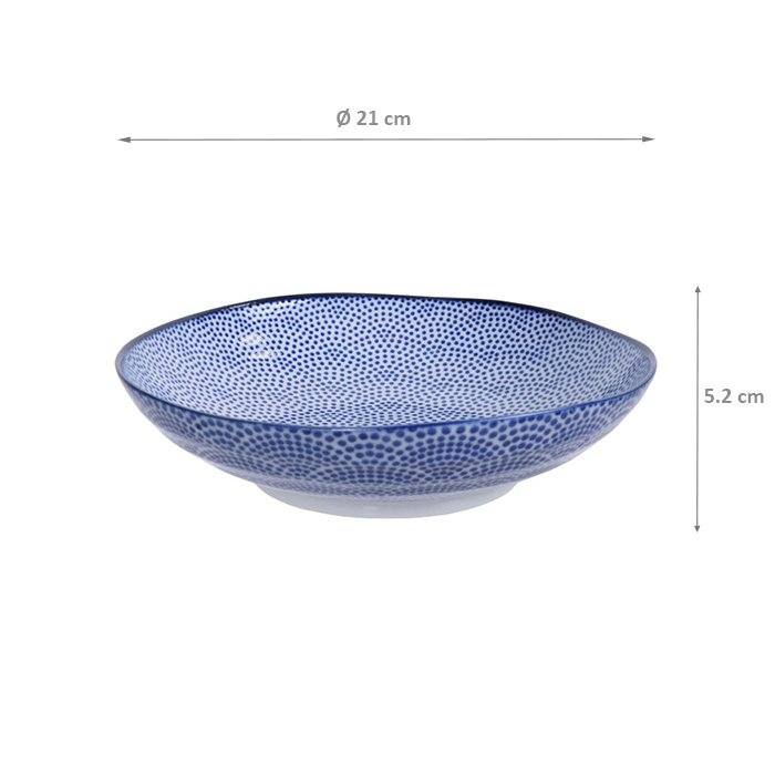 TDS Pasta Plate, Nippon Blue, Dots, 21x5.2 cm - 16028