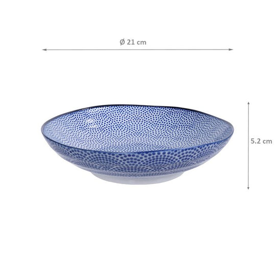 TDS Pasta Plate, Nippon Blue, Dots, 21x5.2 cm - 16028