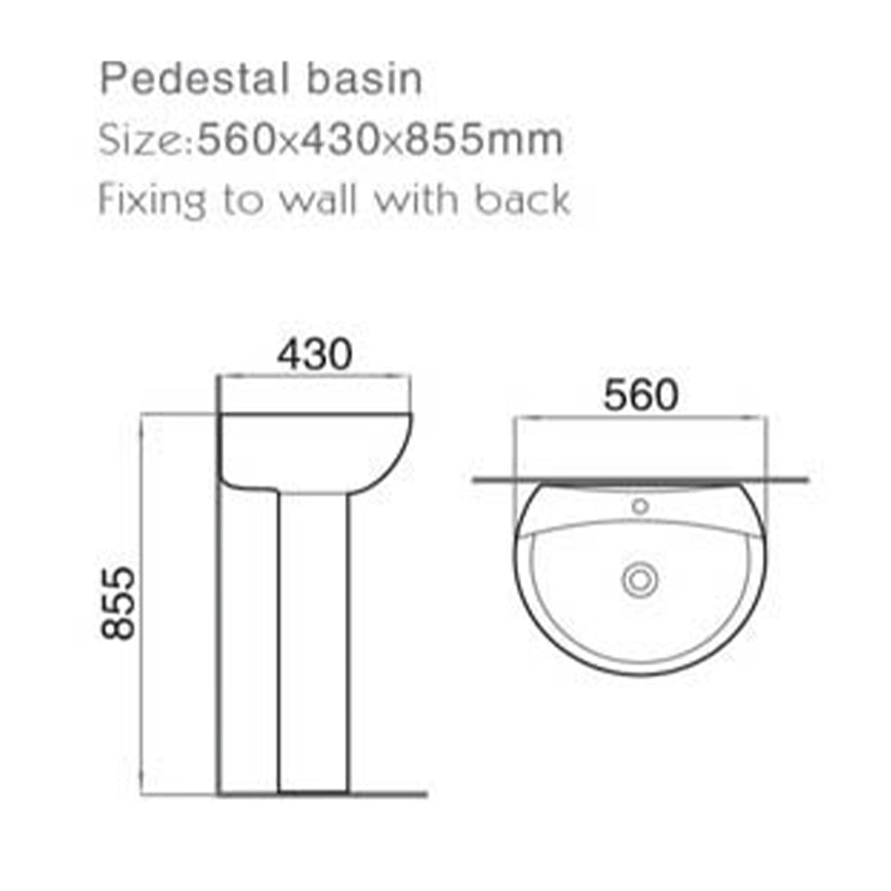 Pedestal Basin 560x430x855mm