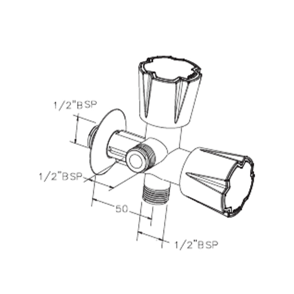 WATERTEC Stopvalve RA 2W M601B 1/2B  Monaco White