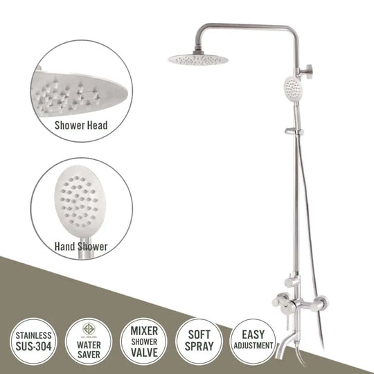 WS Stainless Steel Rain Shower Mixer With Tub Faucet