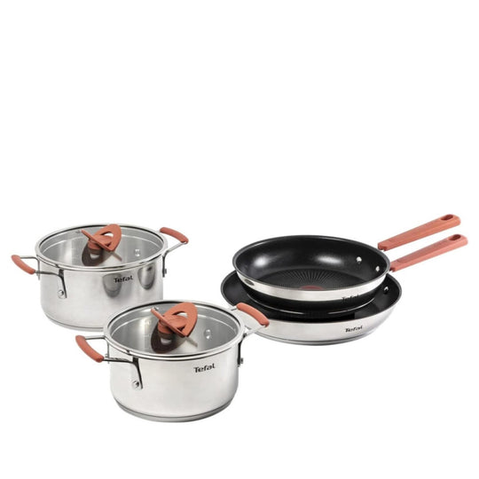 Tefal Optispace Stainless Steel Cookware Set 6 PCS (ORANGE)