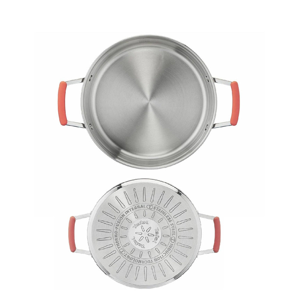 Tefal Optispace Stainless Steel Cookware Set 6 PCS (ORANGE)