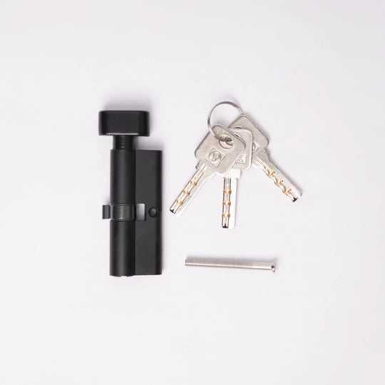 Door Lock Cylinder One Side Open Brass Key Black