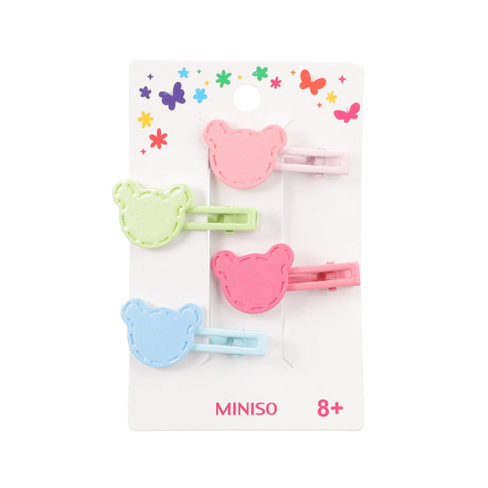Miniso Fun Series Bear Rabbit Heart Hair Clip (4 Pcs) 2014736810107