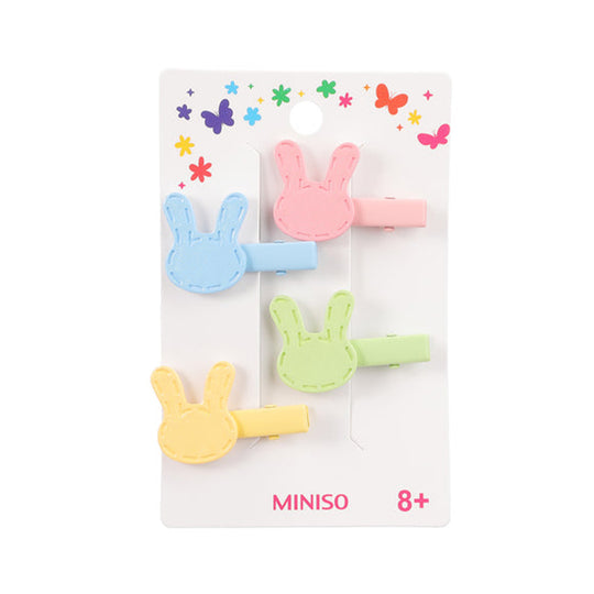 Miniso Fun Series Bear Rabbit Heart Hair Clip (4 Pcs) 2014736810107