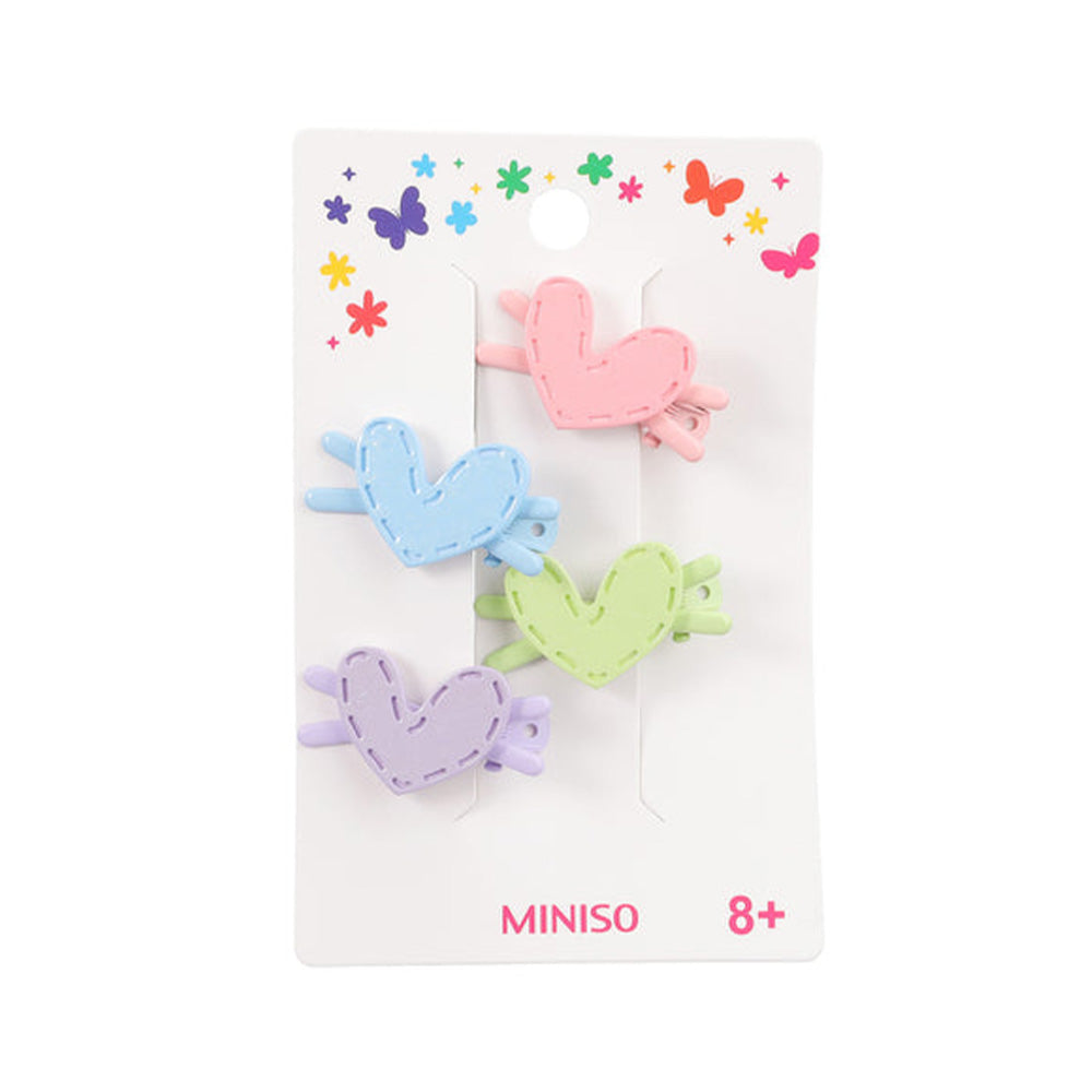 Miniso Fun Series Bear Rabbit Heart Hair Clip (4 Pcs) 2014736810107