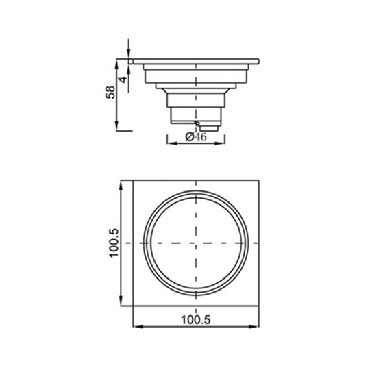Floor Drain Brass A221-B 100x100mm